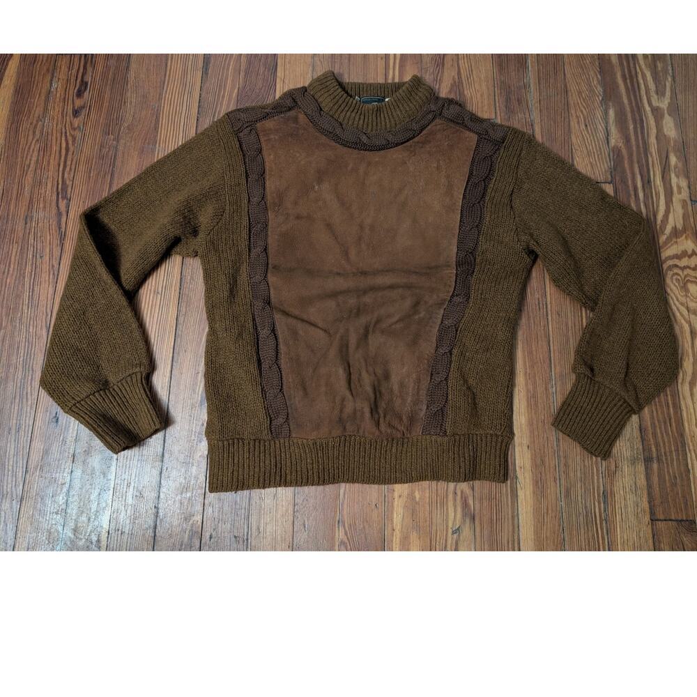 MacFane VTG Mens Medium Leather Brown Sweater Size Medium - Picture 1 of 7